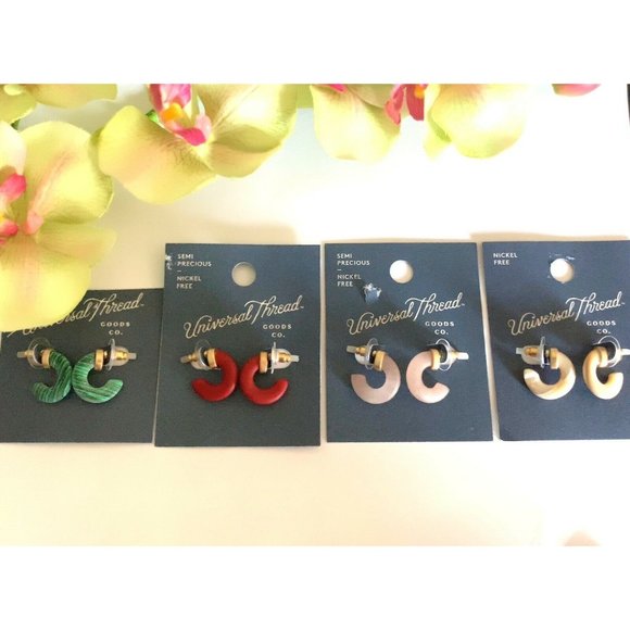 Semi-Precious Small Hoop Earrings -Various Colors - Picture 5 of 5